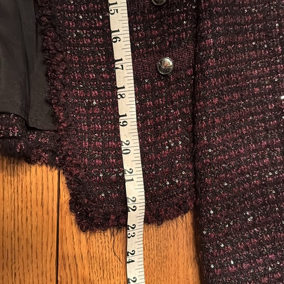 White House Black Market purple sparkle tweed blazer size 0 - Picture 8 of 9